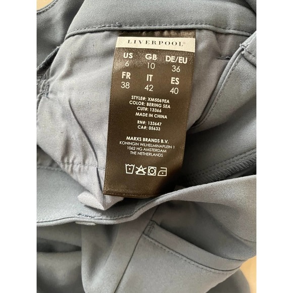 Liver Pool WOMENS Stretch Mid Rise Flat Front Pants Zip Fly Size 6/28 Blue - Picture 7 of 9